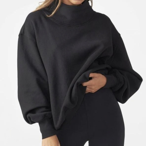 Joah Brown French Terry oversized black sweatshirt pullover - Picture 4 of 11